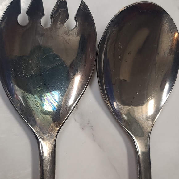 Vintage Raimond Italy Silverplate Salad Set Fork & Spoon Silver Plate MCM - Picture 2 of 6